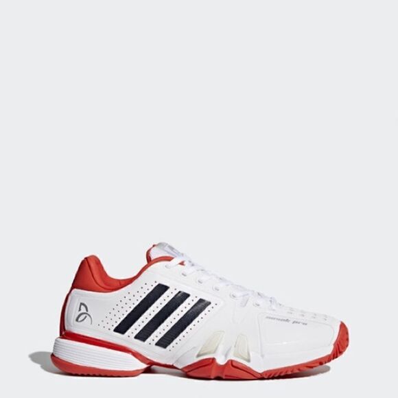 Adidas Barricade Novak Pro Tennis Court Shoes (White/Navy/Red) size Mens 11.5 US - Picture 2 of 10